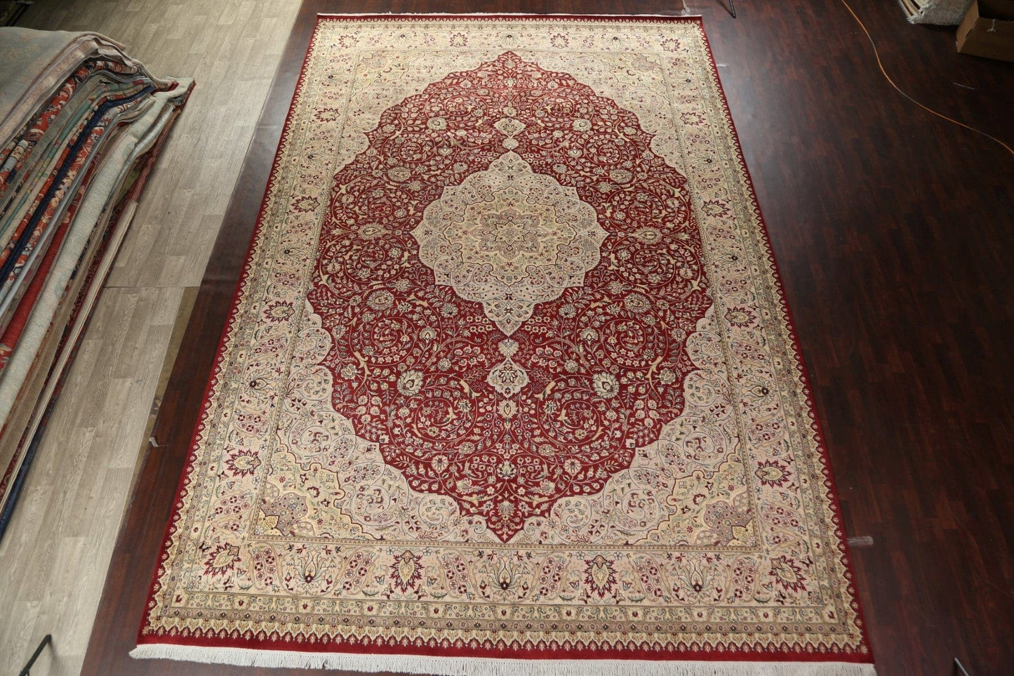 Vegetable Dye Large Red Tabriz Handmade Rug 12x18