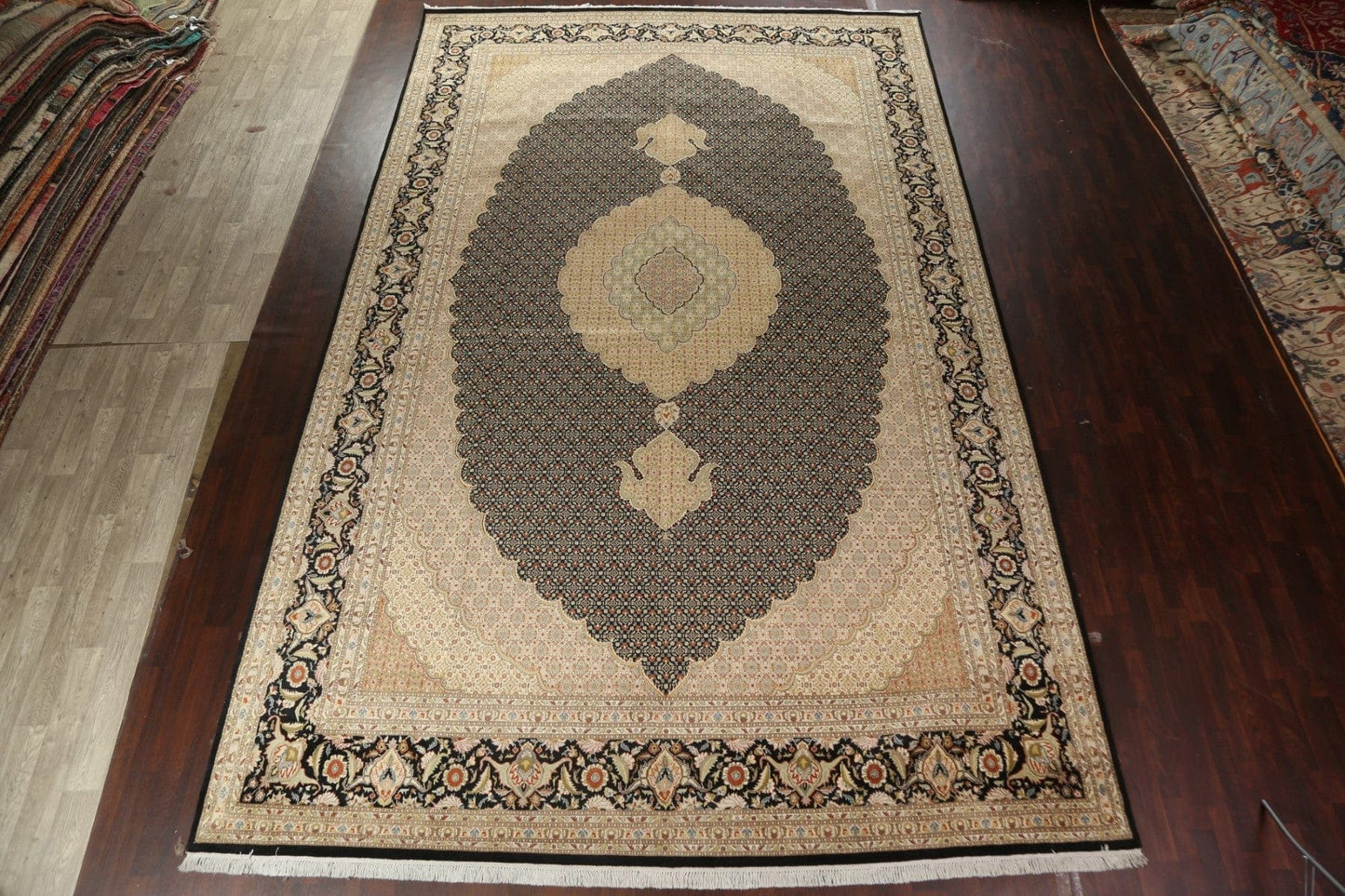 Vegetable Dye Tabriz Mahi Persian Wool Rug 12x19