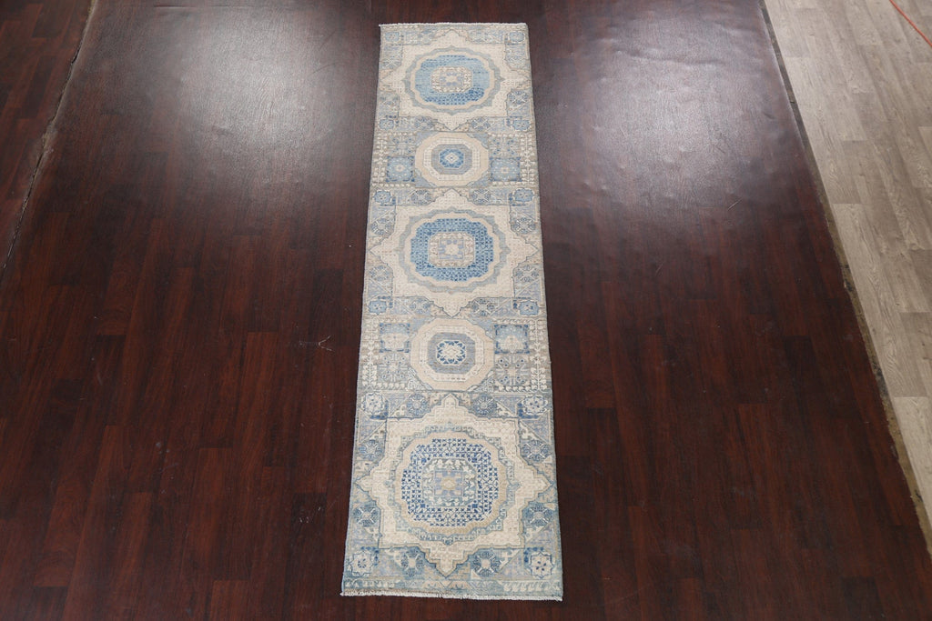 Vegetable Dye Khotan Wool Runner Rug 3x10