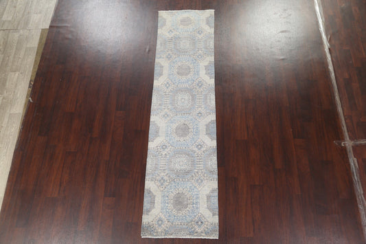 Vegetable Dye Khotan Wool Runner Rug 2x10