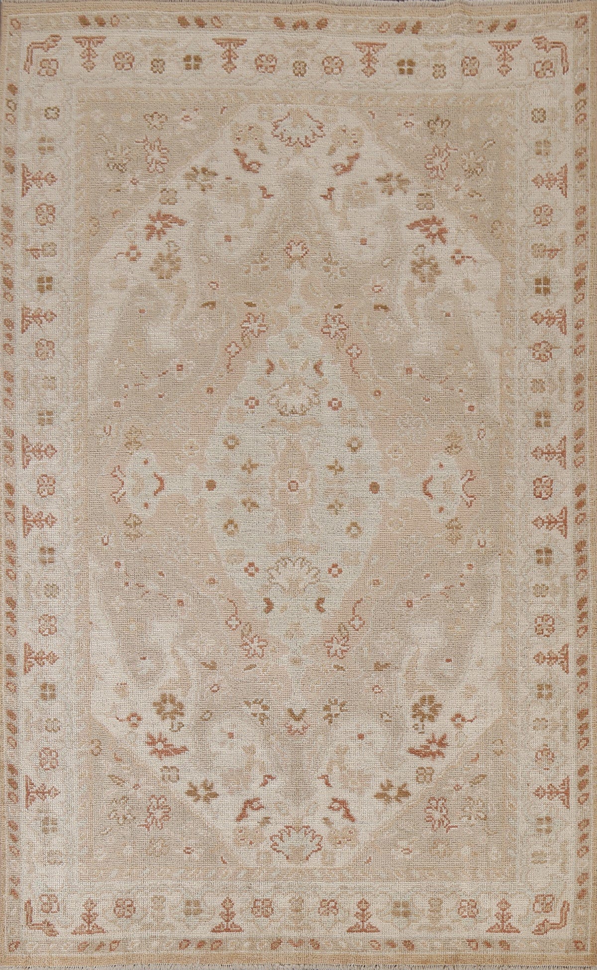 Vegetable Dye Oushak Turkish Area Rug 5x8