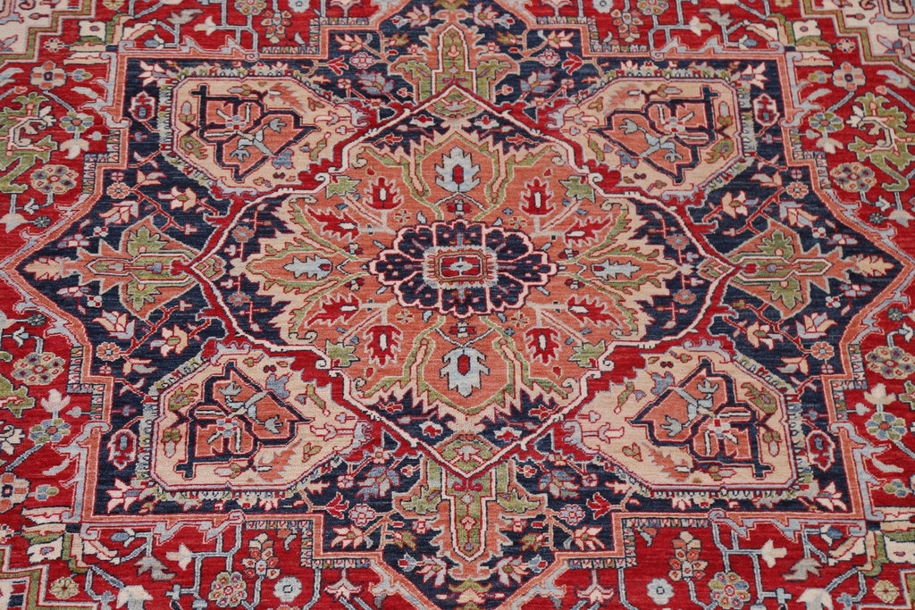 Vegetable Dye Red Heriz Wool Area Rug 9x13