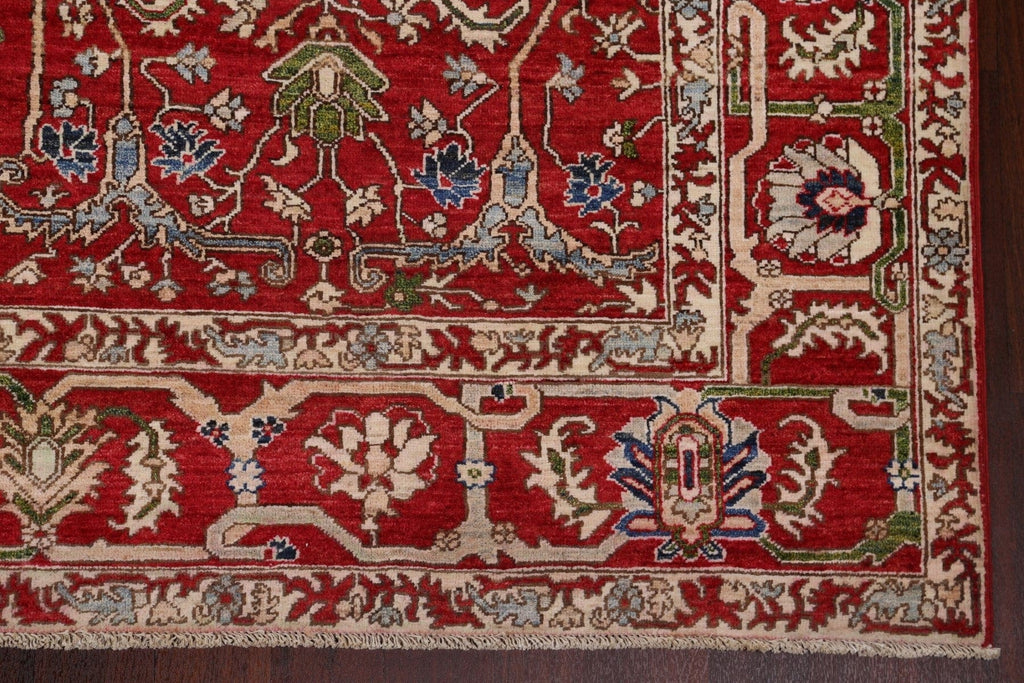 Vegetable Dye Red Heriz Wool Area Rug 9x12