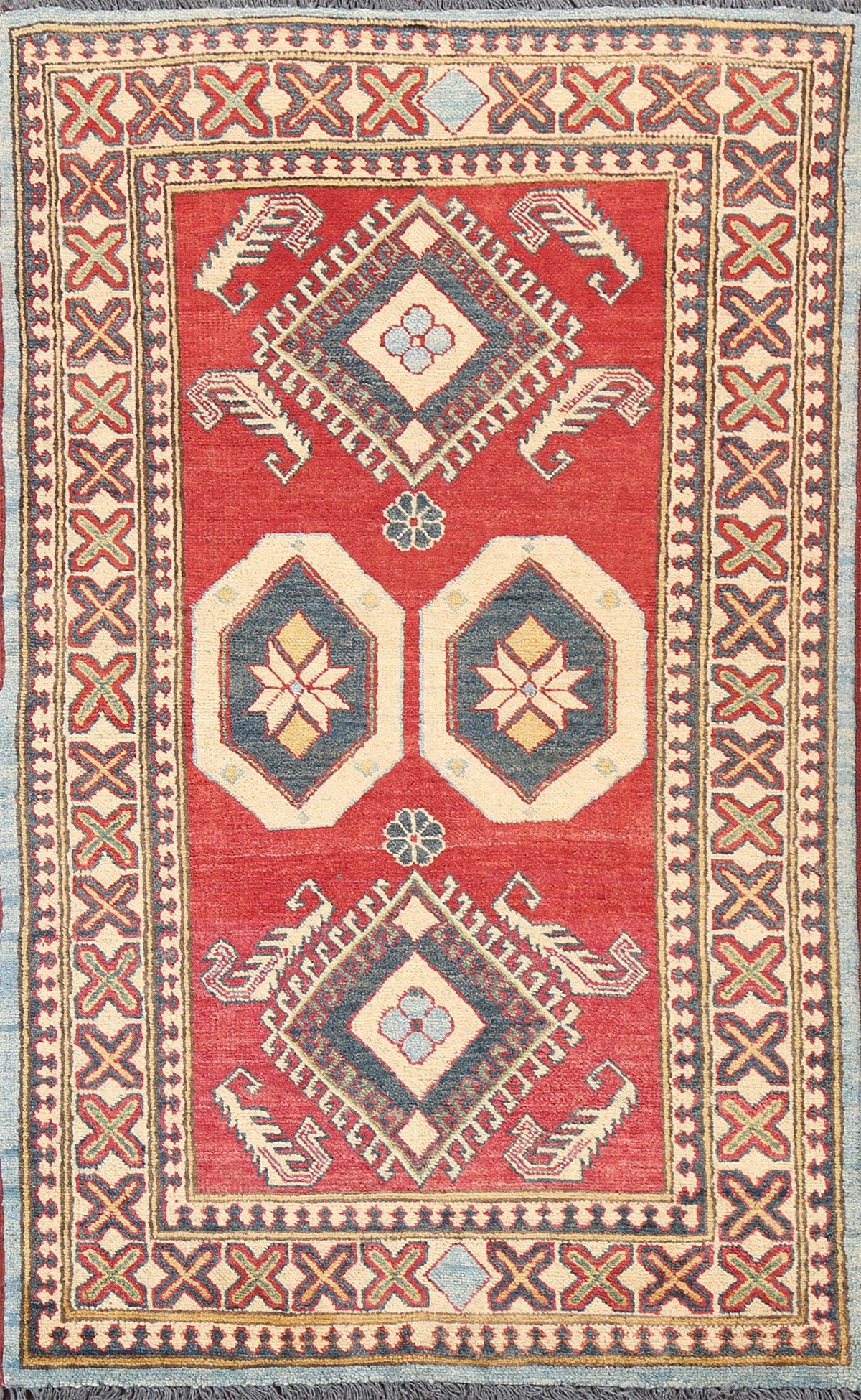 Red Kazak Wool Area Rug 4x6