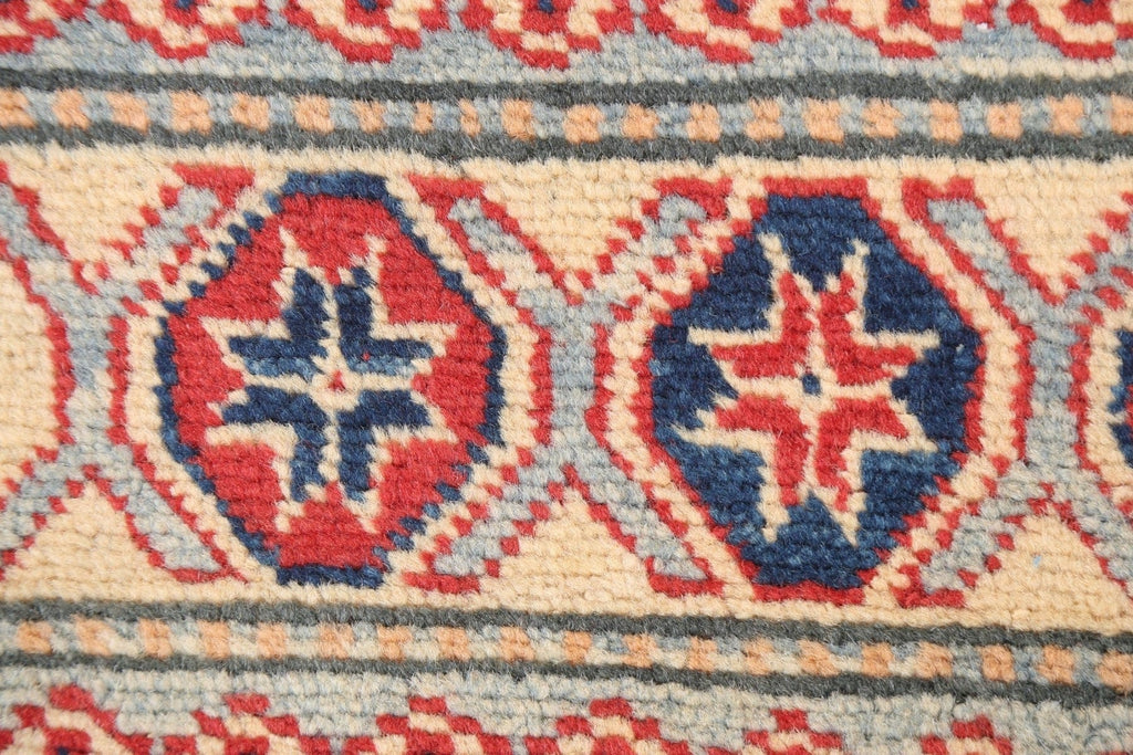 Red Geometric Kazak Wool Area Rug 3x6