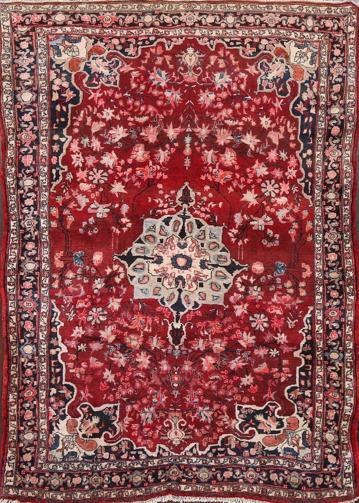 Handmade Red Zanjan Persian Area Rug 4x6