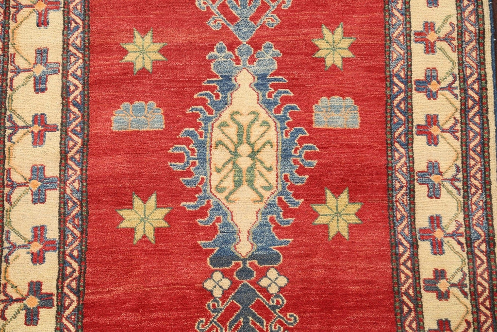 Red Wool Kazak Handmade Rug 4x5