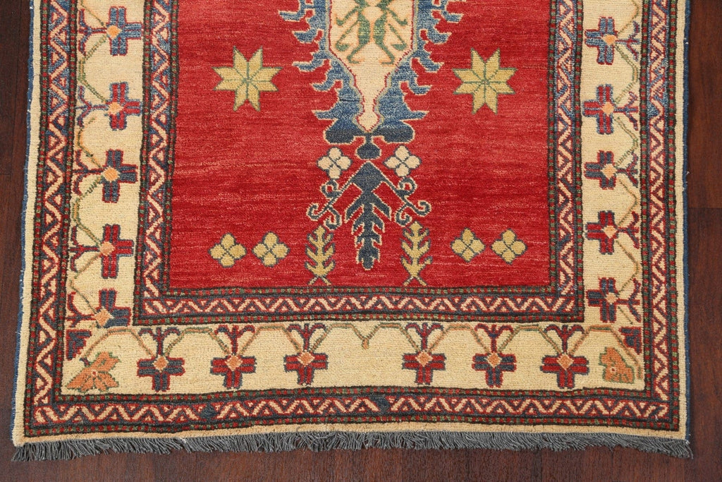 Red Wool Kazak Handmade Rug 4x5