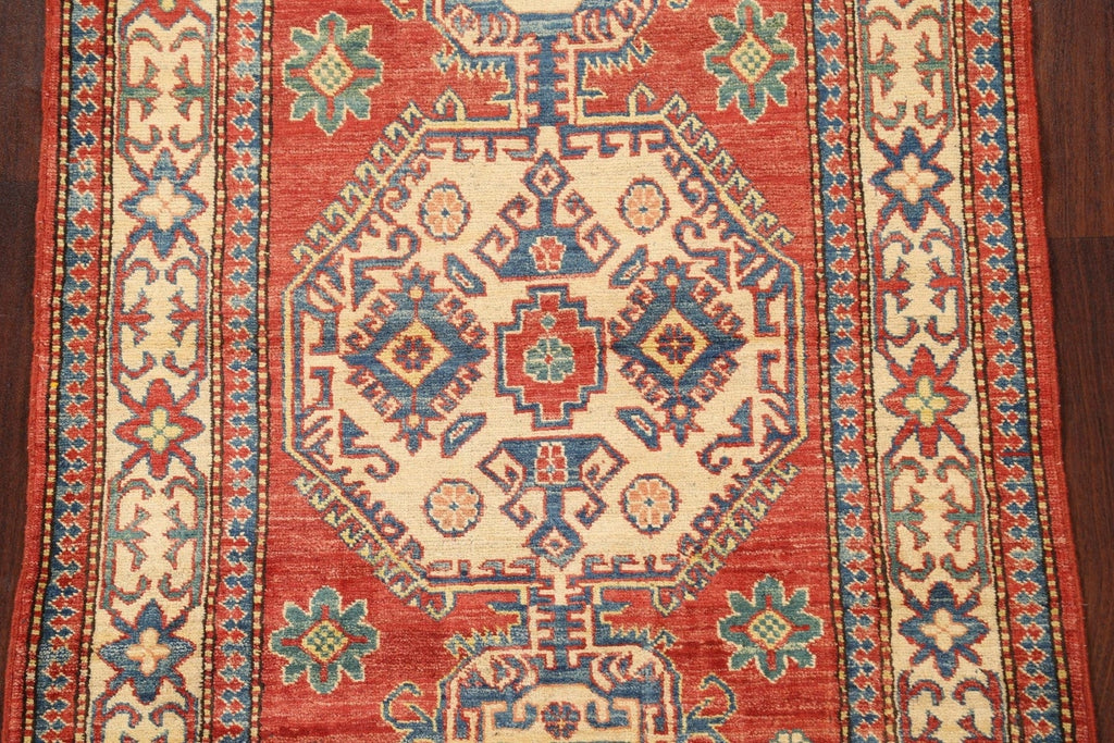 Red Geometric Kazak Handmade Rug 4x6