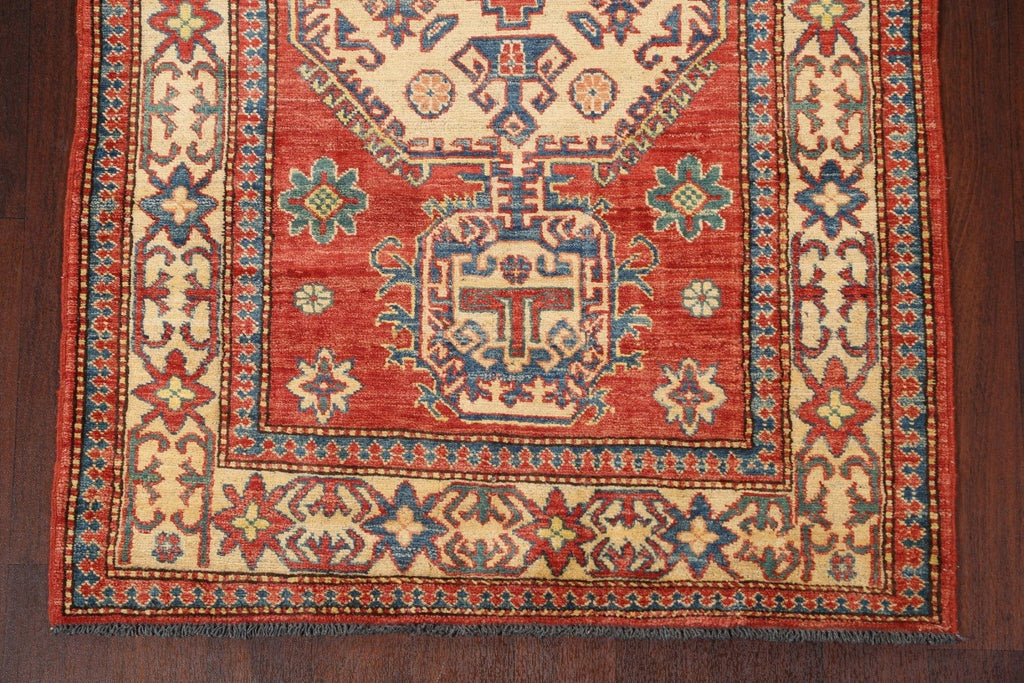 Red Geometric Kazak Handmade Rug 4x6