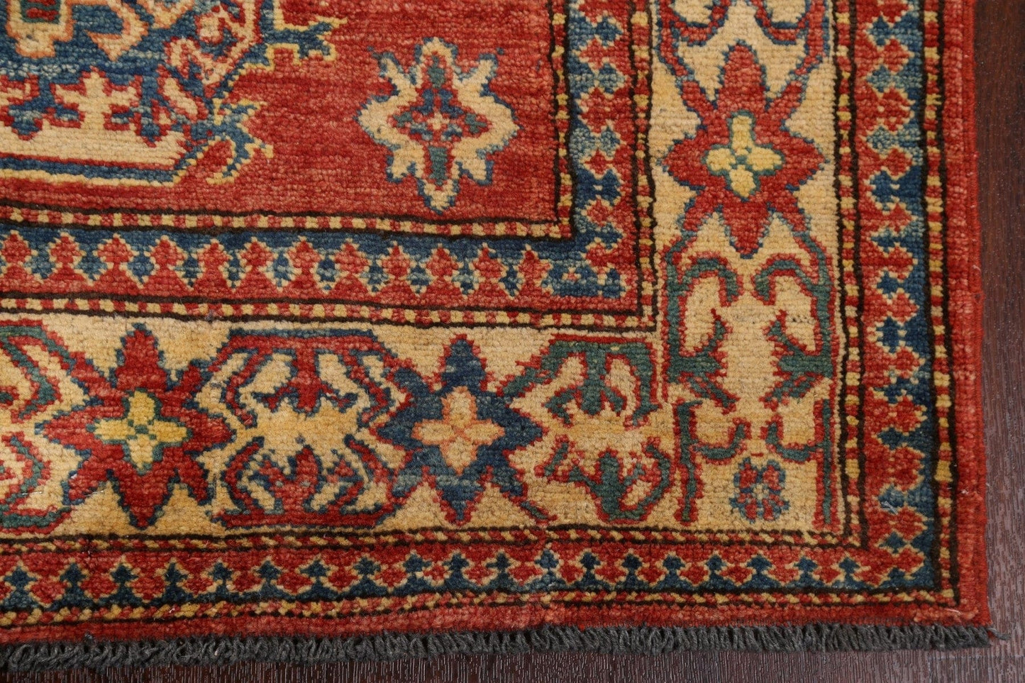 Red Geometric Kazak Handmade Rug 4x6