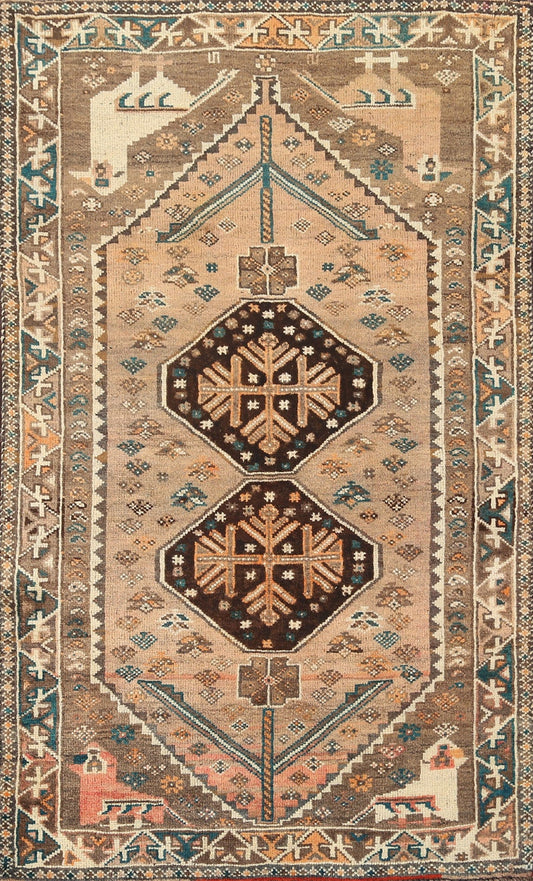 Wool Tribal Shiraz Persian Area Rug 4x6