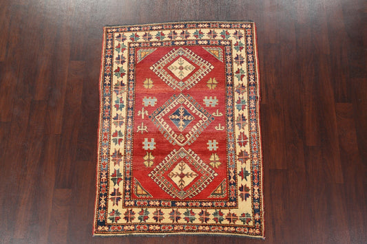 Geometric Kazak Handmade Rug 4x5