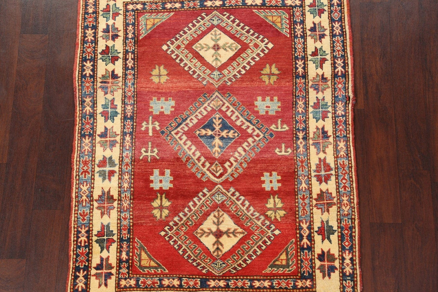 Geometric Kazak Handmade Rug 4x5