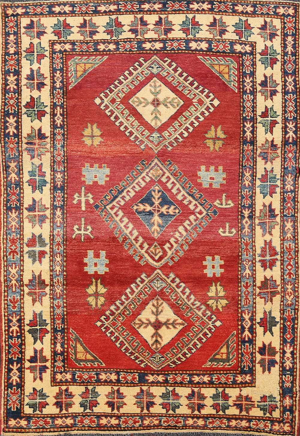 Geometric Kazak Handmade Rug 4x5