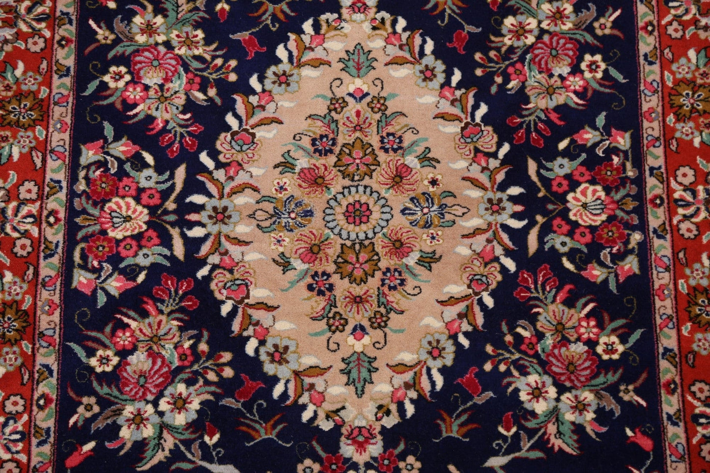 Navy Blue Floral Kerman Persian Area Rug 4x6