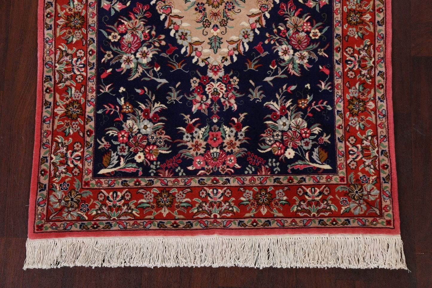 Navy Blue Floral Kerman Persian Area Rug 4x6