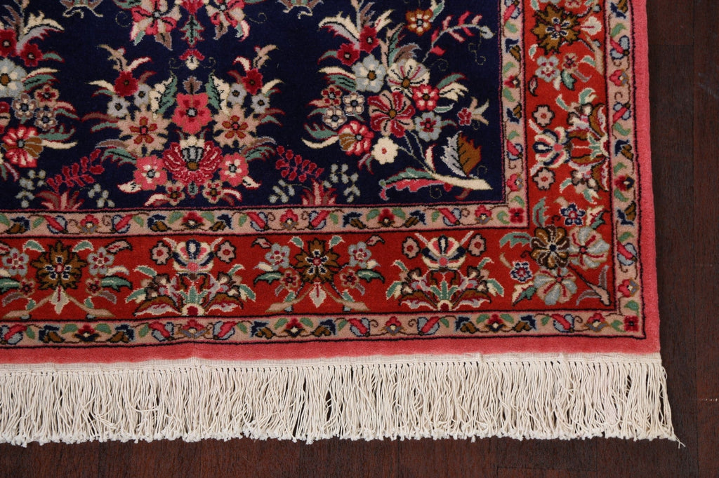 Navy Blue Floral Kerman Persian Area Rug 4x6