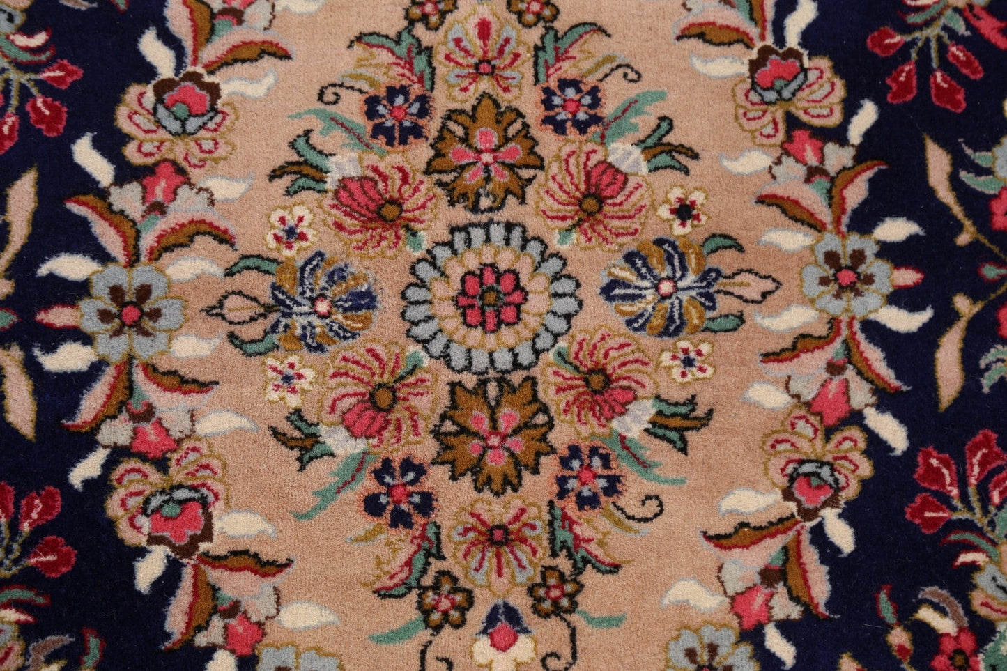 Navy Blue Floral Kerman Persian Area Rug 4x6