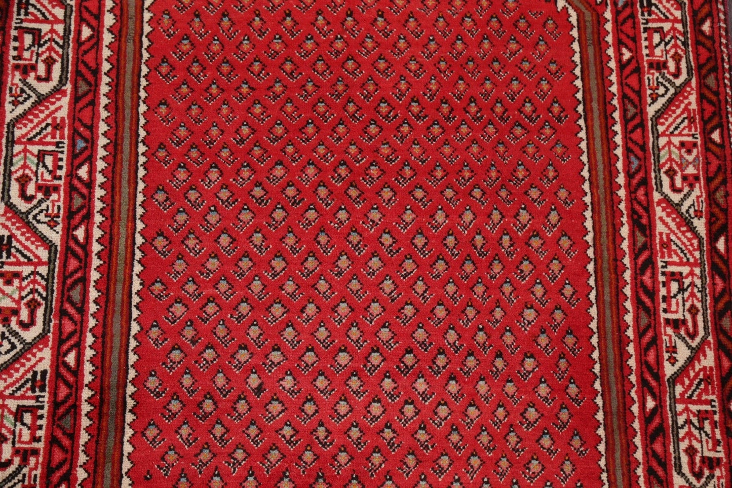 Red Boteh Botemir Persian Area Rug 4x7