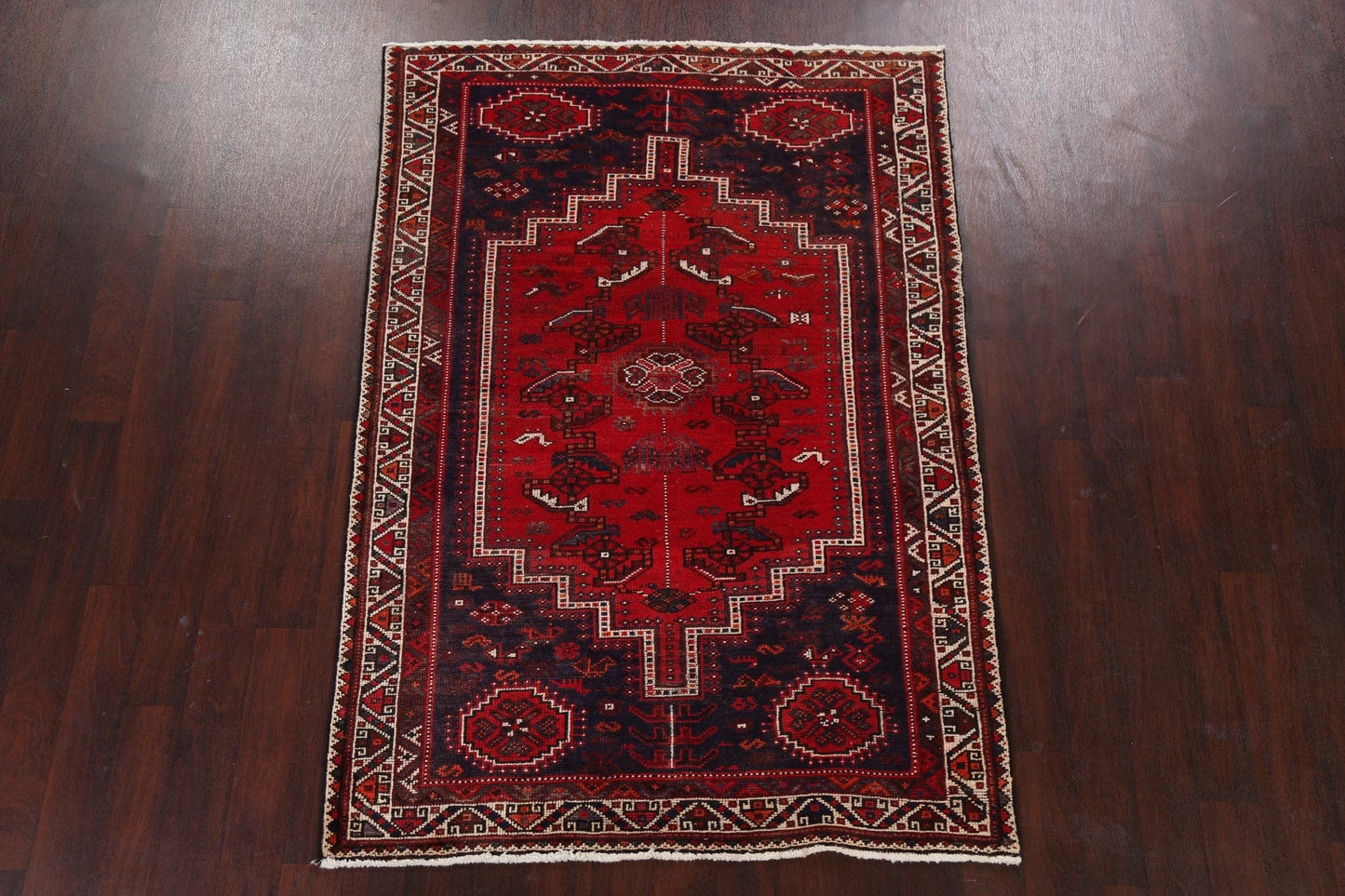 Red Tribal Shiraz Persian Area Rug 4x7