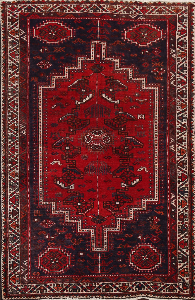 Red Tribal Shiraz Persian Area Rug 4x7