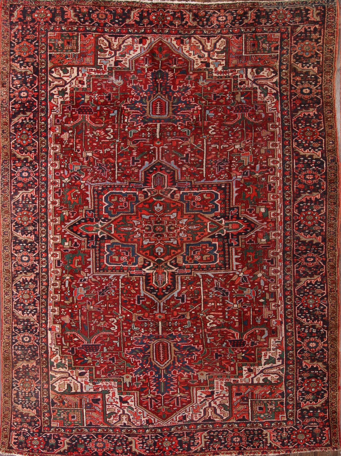 Antique Geometric Heriz Persian Area Rug 9x13