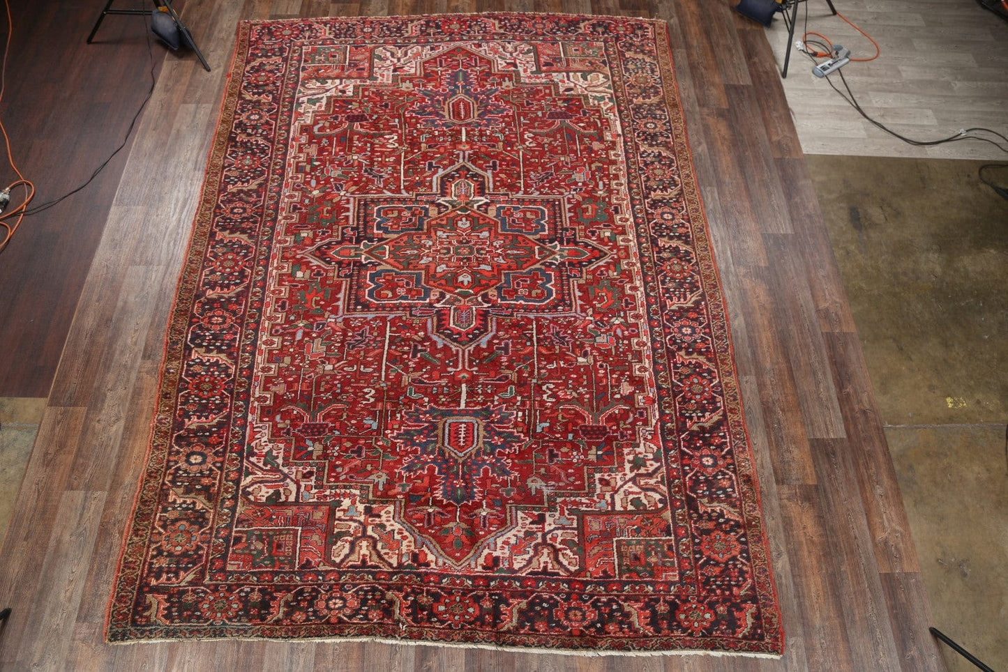 Antique Geometric Heriz Persian Area Rug 9x13