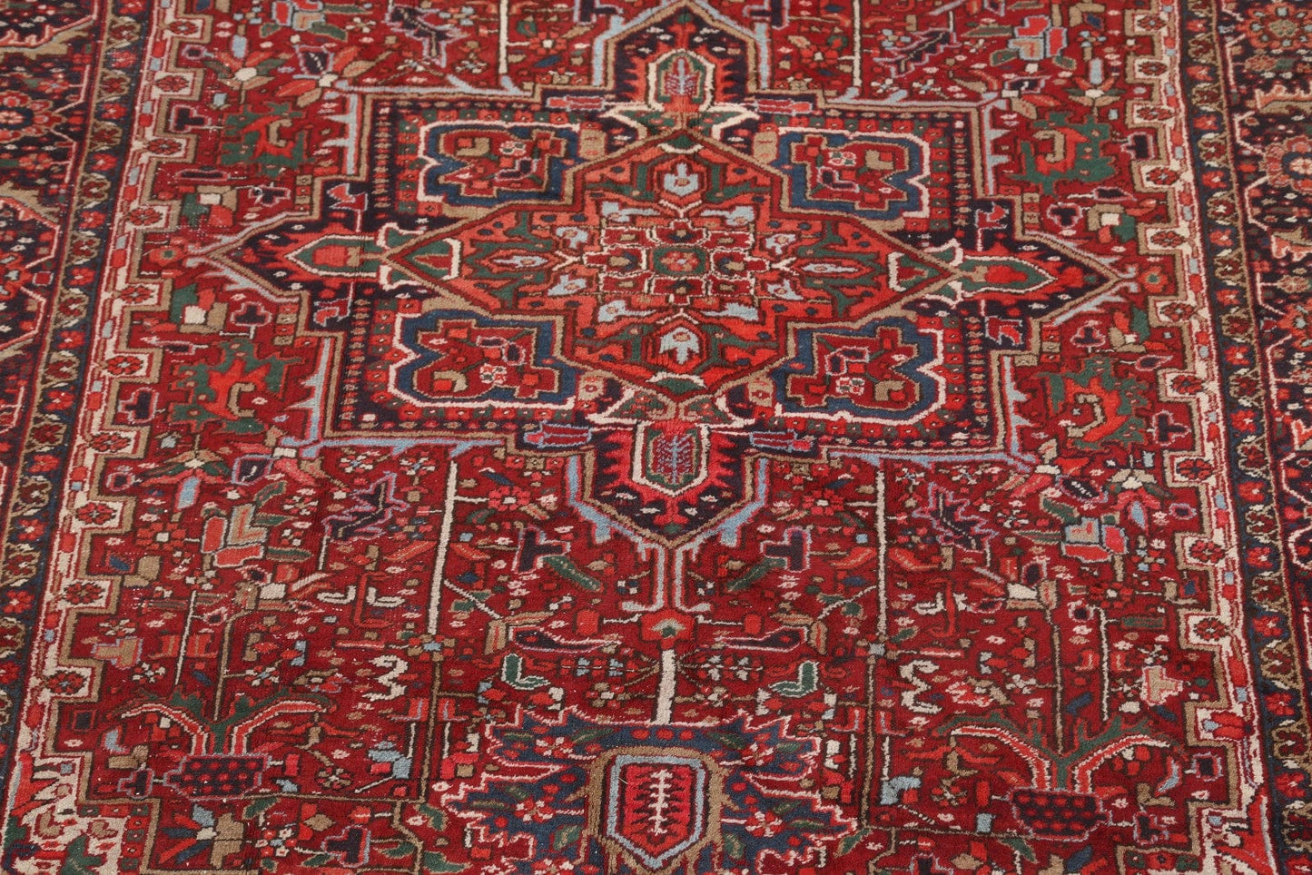 Antique Geometric Heriz Persian Area Rug 9x13