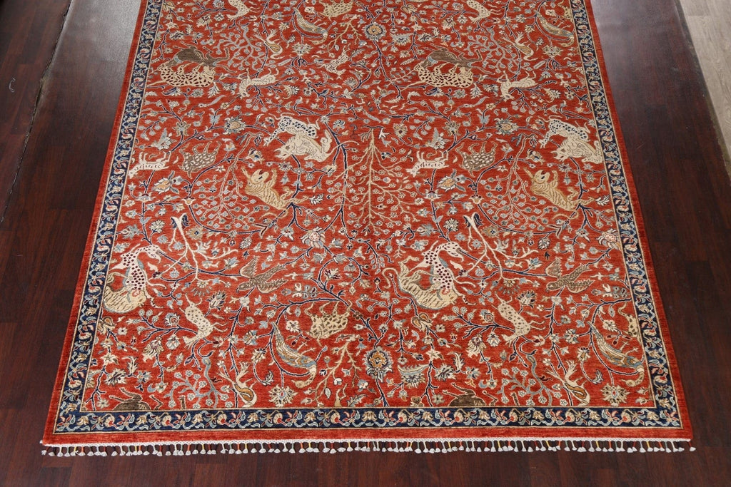 Vegetable Dye Animals Design Tabriz Area Rug 9x11