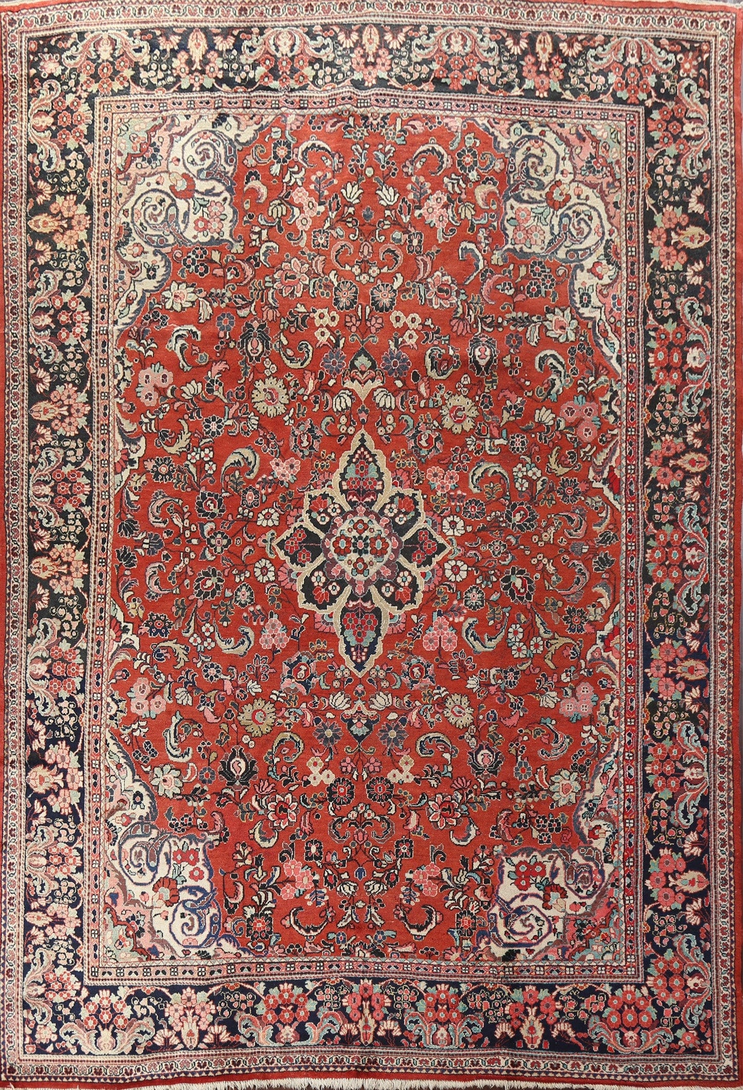 Antique Vegetable Dye Mahal Persian Area Rug 11x14