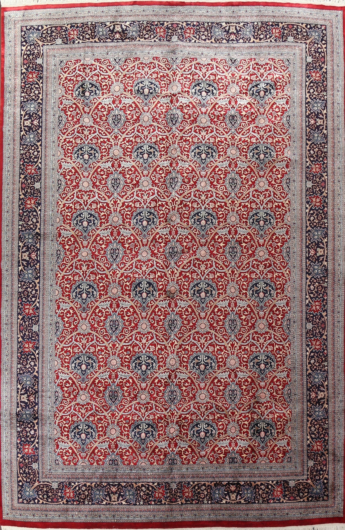 All-Over Red Tabriz Wool Handmade Rug 12x18