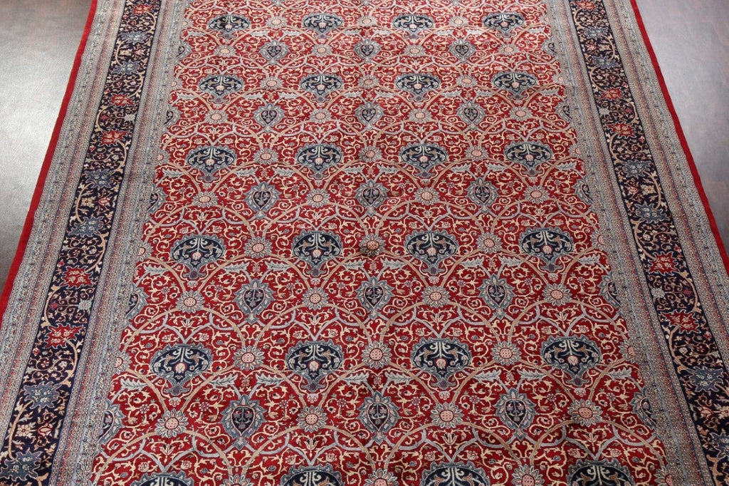 All-Over Red Tabriz Wool Handmade Rug 12x18