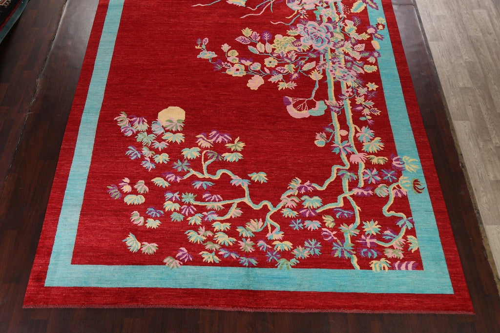 Vegetable Dye Red Abstract Oriental Area Rug 10x14