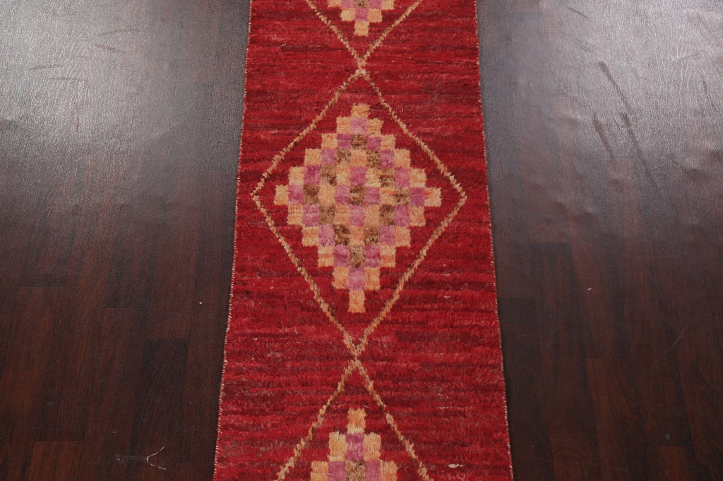 Handmade Moroccan Red Runner Rug 3x11