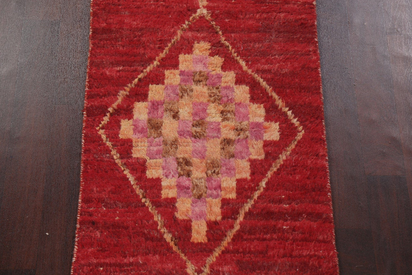 Handmade Moroccan Red Runner Rug 3x11