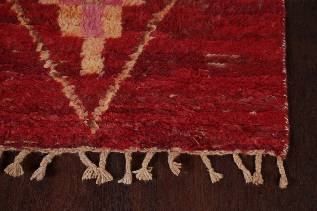 Handmade Moroccan Red Runner Rug 3x11