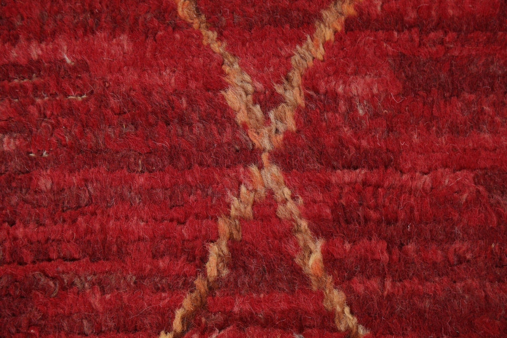 Handmade Moroccan Red Runner Rug 3x11