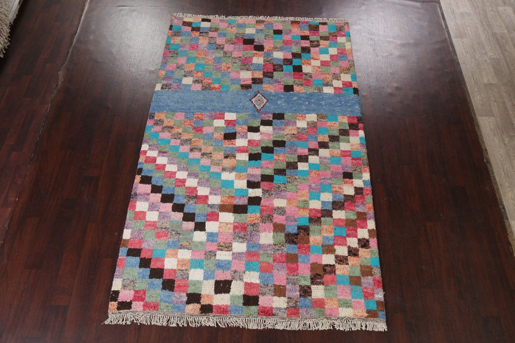 Checkered Moroccan Wool Area Rug 6x10