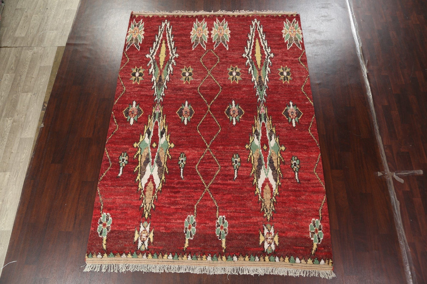 Red Moroccan Handmade Area Rug 7x11