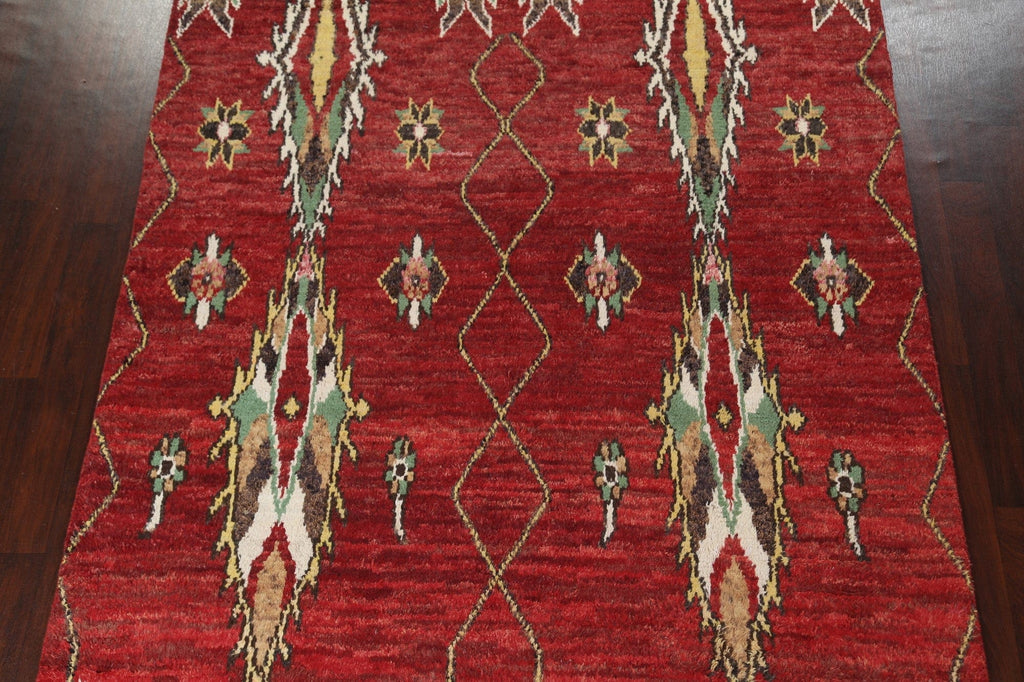 Red Moroccan Handmade Area Rug 7x11