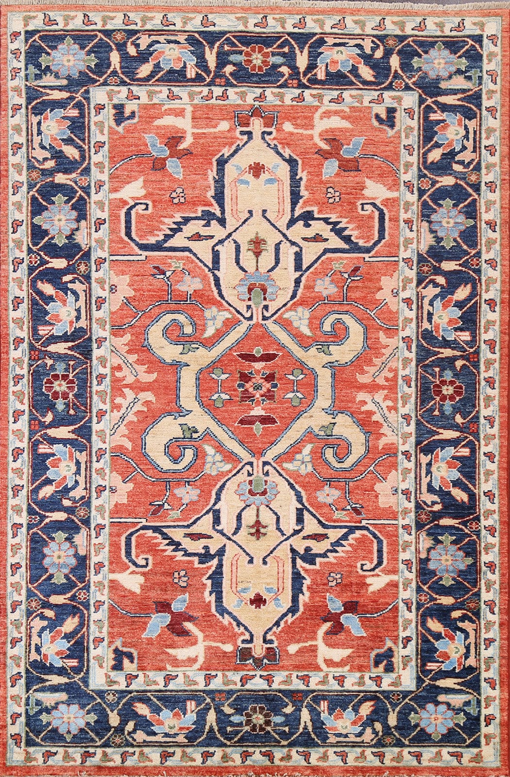 Vegetable Dye Kazak Handmade Area Rug 4x6