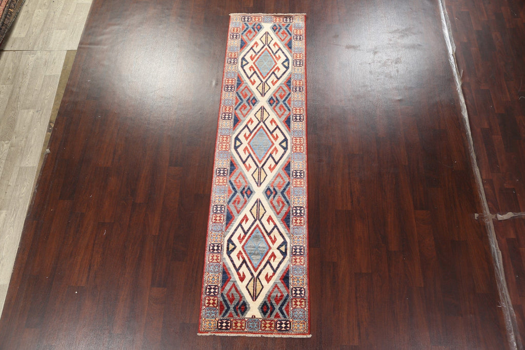 Vegetable Dye Kazak Handmade Runner Rug 3x10