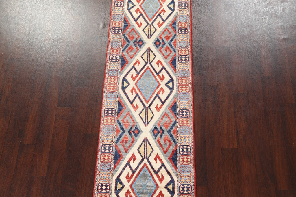 Vegetable Dye Kazak Handmade Runner Rug 3x10