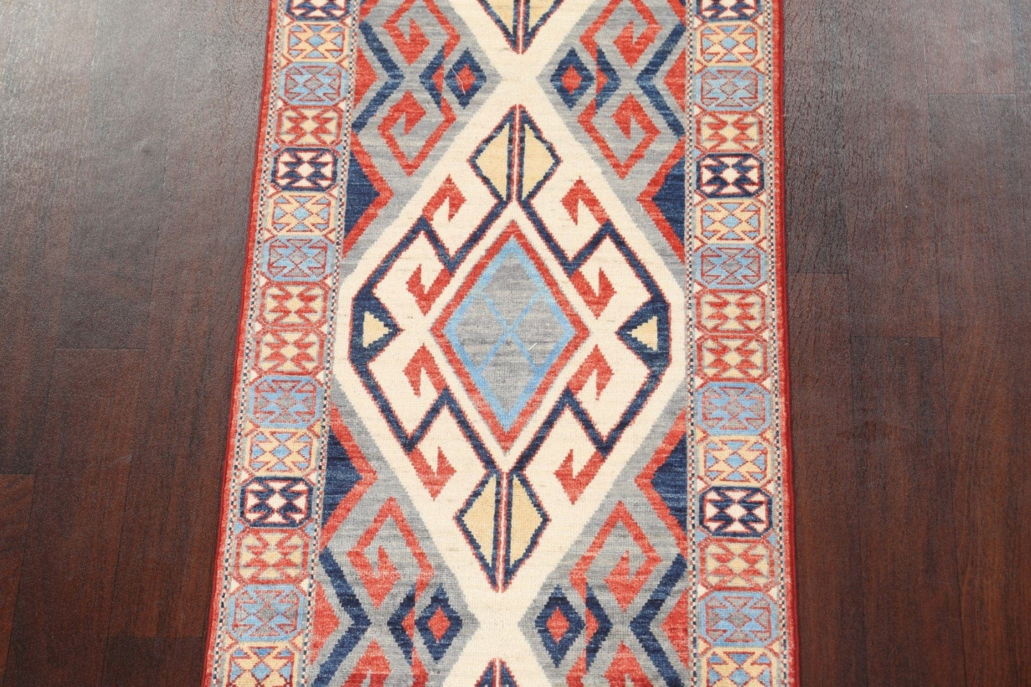 Vegetable Dye Kazak Handmade Runner Rug 3x10