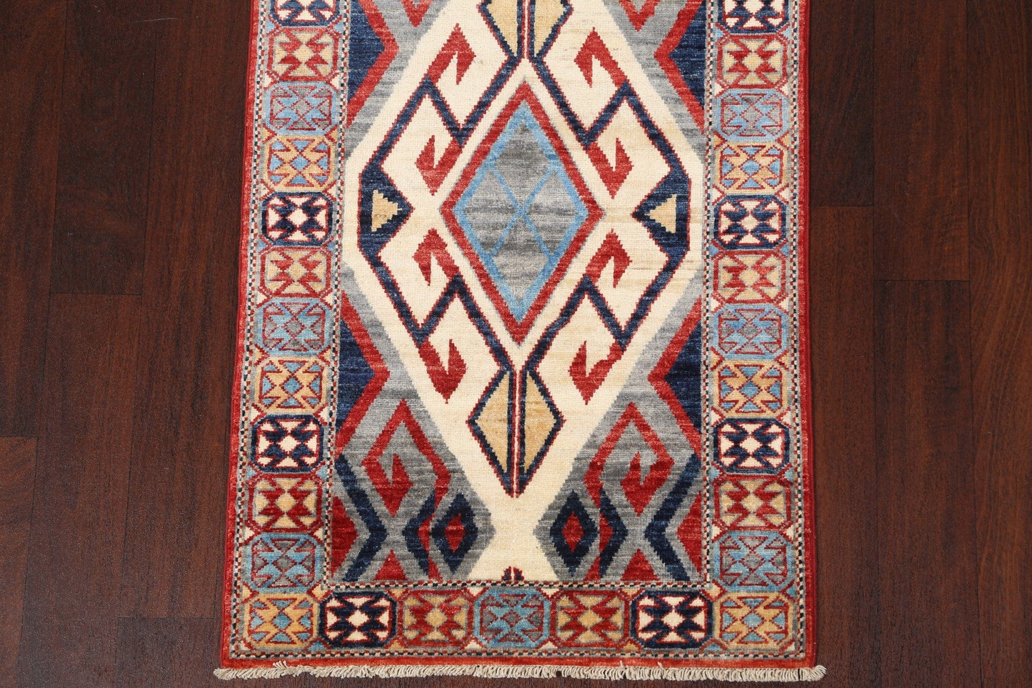 Vegetable Dye Kazak Handmade Runner Rug 3x10