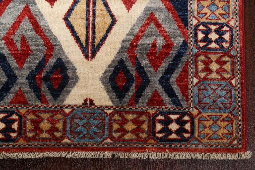 Vegetable Dye Kazak Handmade Runner Rug 3x10