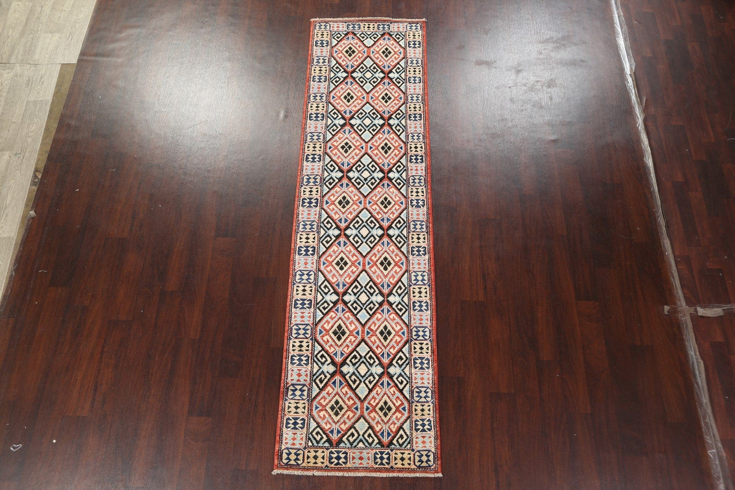 Vegetable Dye Kazak Wool Runner Rug 3x10