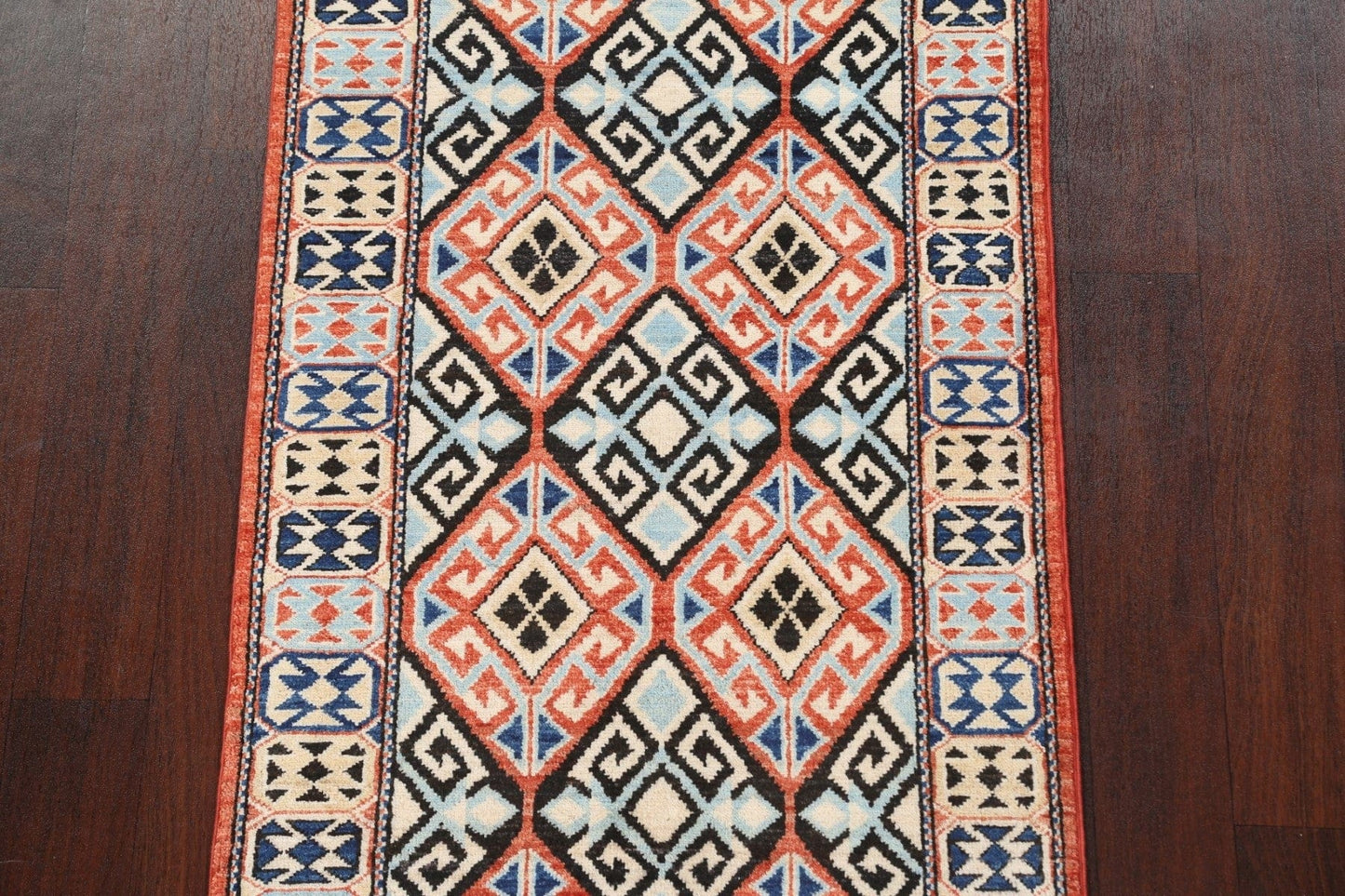 Vegetable Dye Kazak Wool Runner Rug 3x10