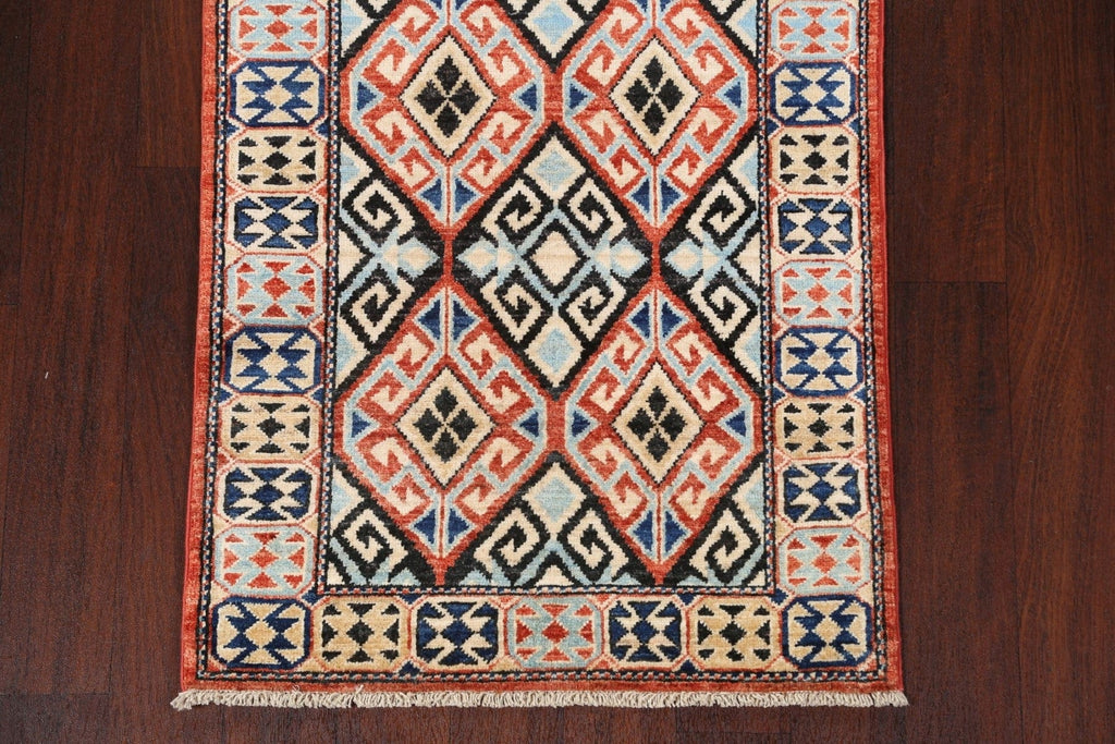 Vegetable Dye Kazak Wool Runner Rug 3x10